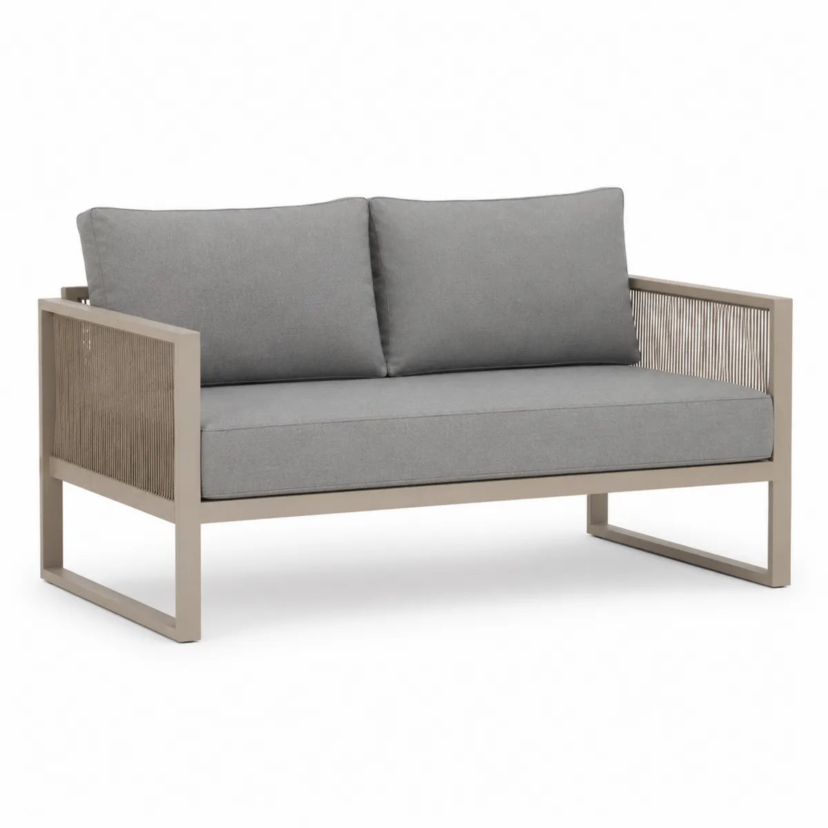 Sofa ogrodowa dwuosobowa szara aluminium poliester