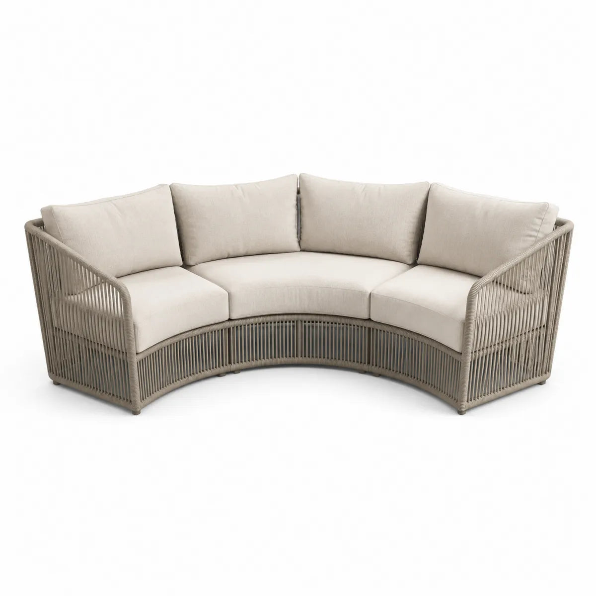 Sofa narożna ogrodowa półokrągła beżowa aluminiowa