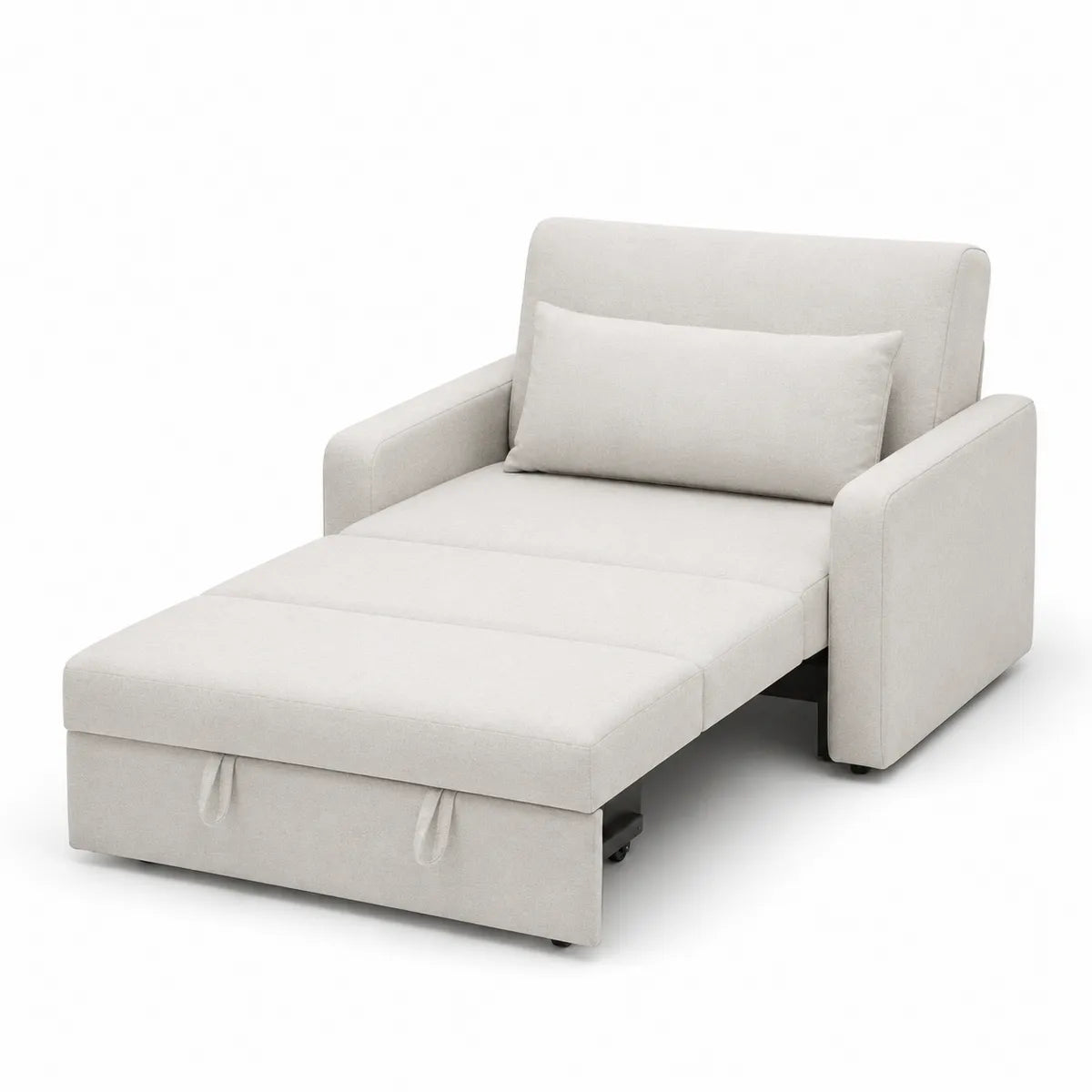 Rozkładana sofa tkaninowa beżowa 200x90x85 cm