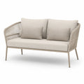 Beżowa sofa dwuosobowa z aluminium i poliestru, 140 cm