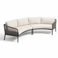 Aluminiowa sofa narożna z poduszkami beżowa