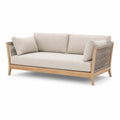 Sofa ogrodowa drewno tekowe z tkaniną akrylową beżowa 200 cm