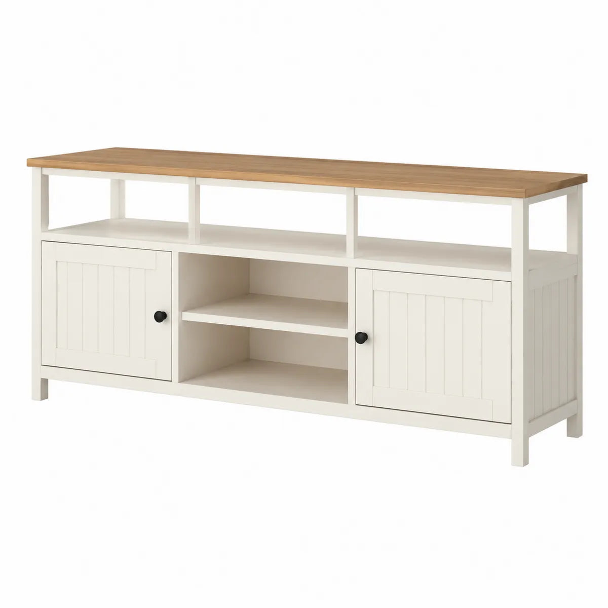 Szafka RTV z MDF i drewnianym blatem 120 cm