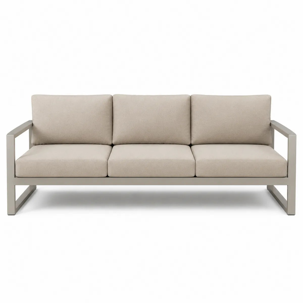 Sofa 3-osobowa z aluminium i tkaniny poliestrowej beżowa 200cm
