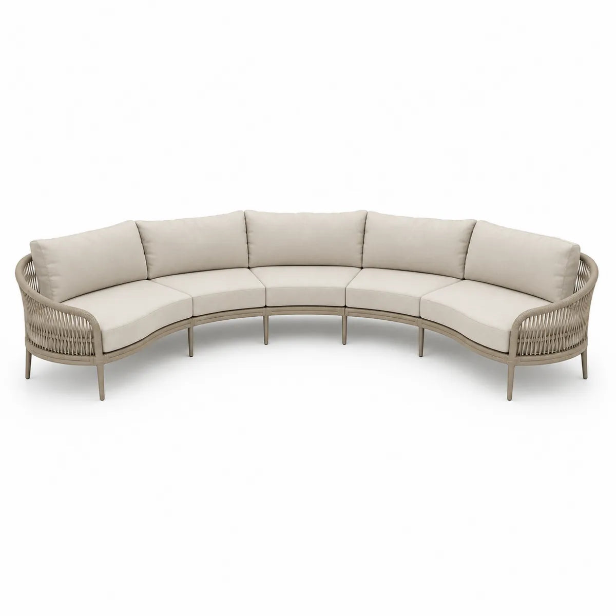 Sofa ogrodowa łukowata aluminiowa i poliestrowa beżowa
