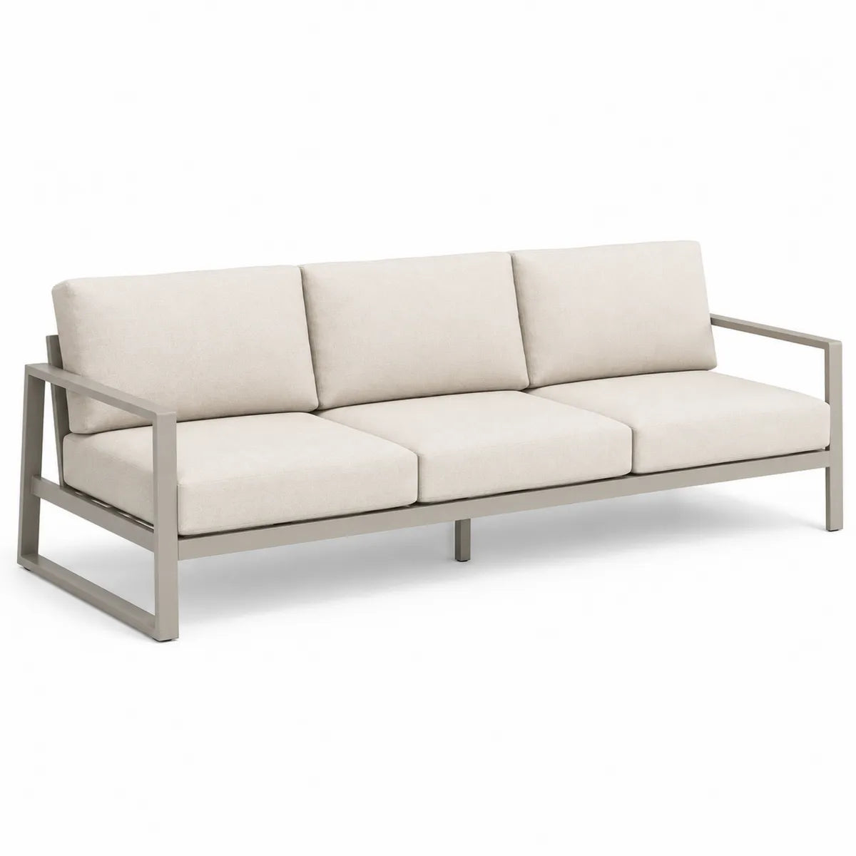Sofa ogrodowa 3-osobowa z aluminium i tkaniny w kolorze beżowym