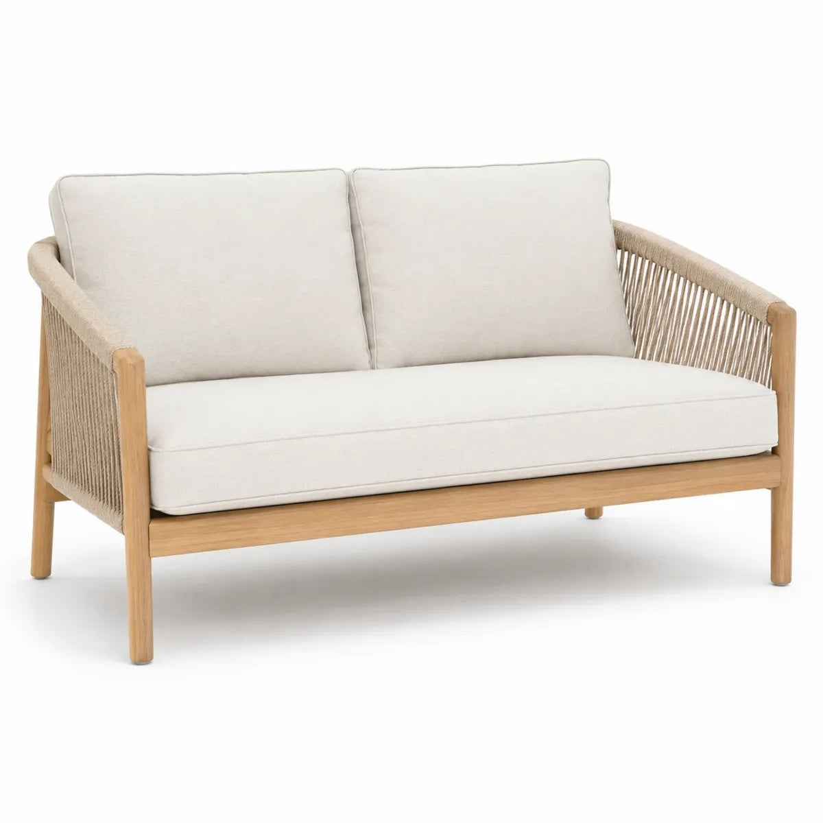 Dwuosobowa sofa z drewna tekowego i poliestru