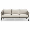 Sofa ogrodowa 3-osobowa, stal i beżowy poliester