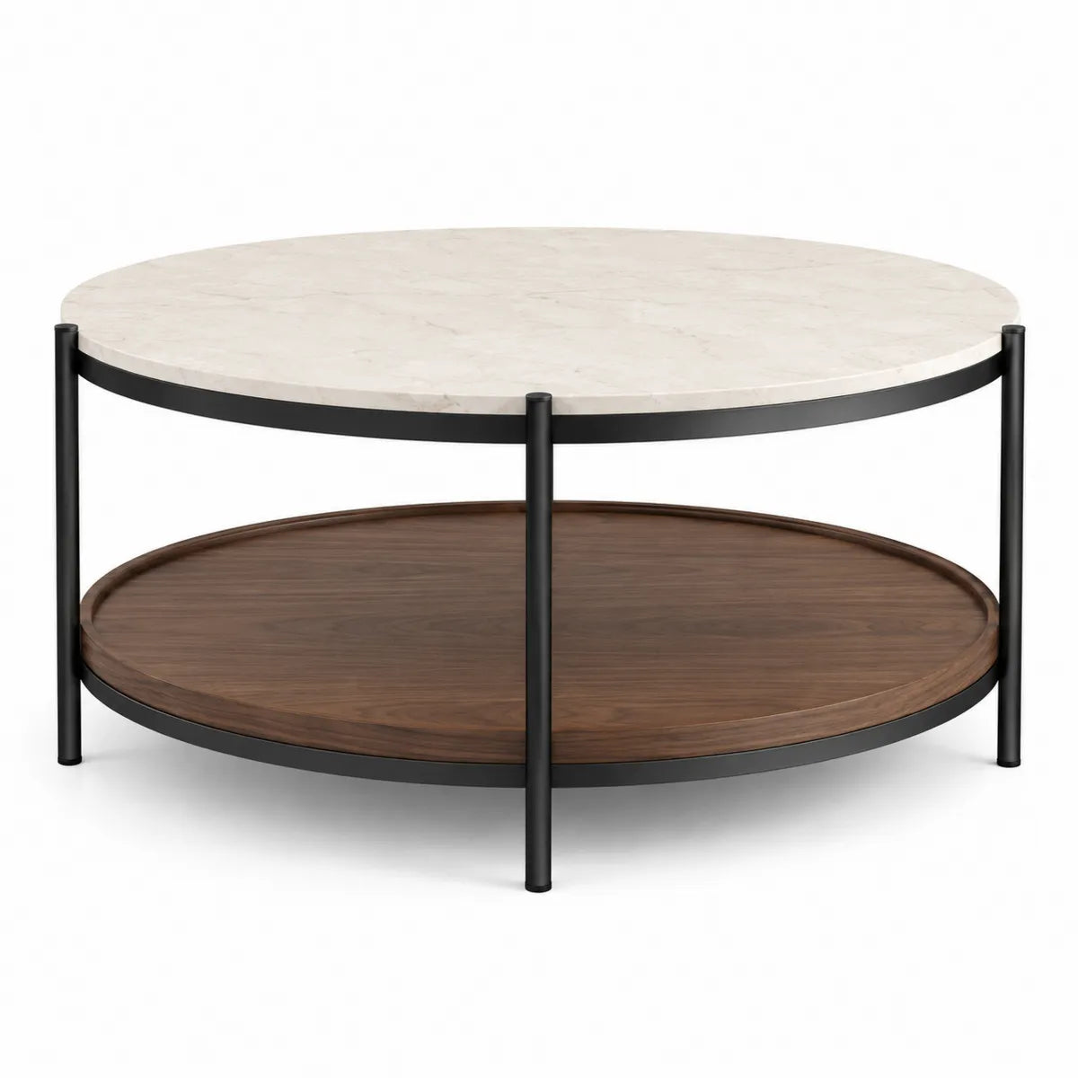 Okrągły stolik kawowy marmur metal drewno 100 cm