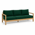 Trzyosobowa sofa ogrodowa zielona tkanina drewno teak 200 cm