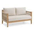 Dwuosobowa sofa z drewna tekowego z poduszkami