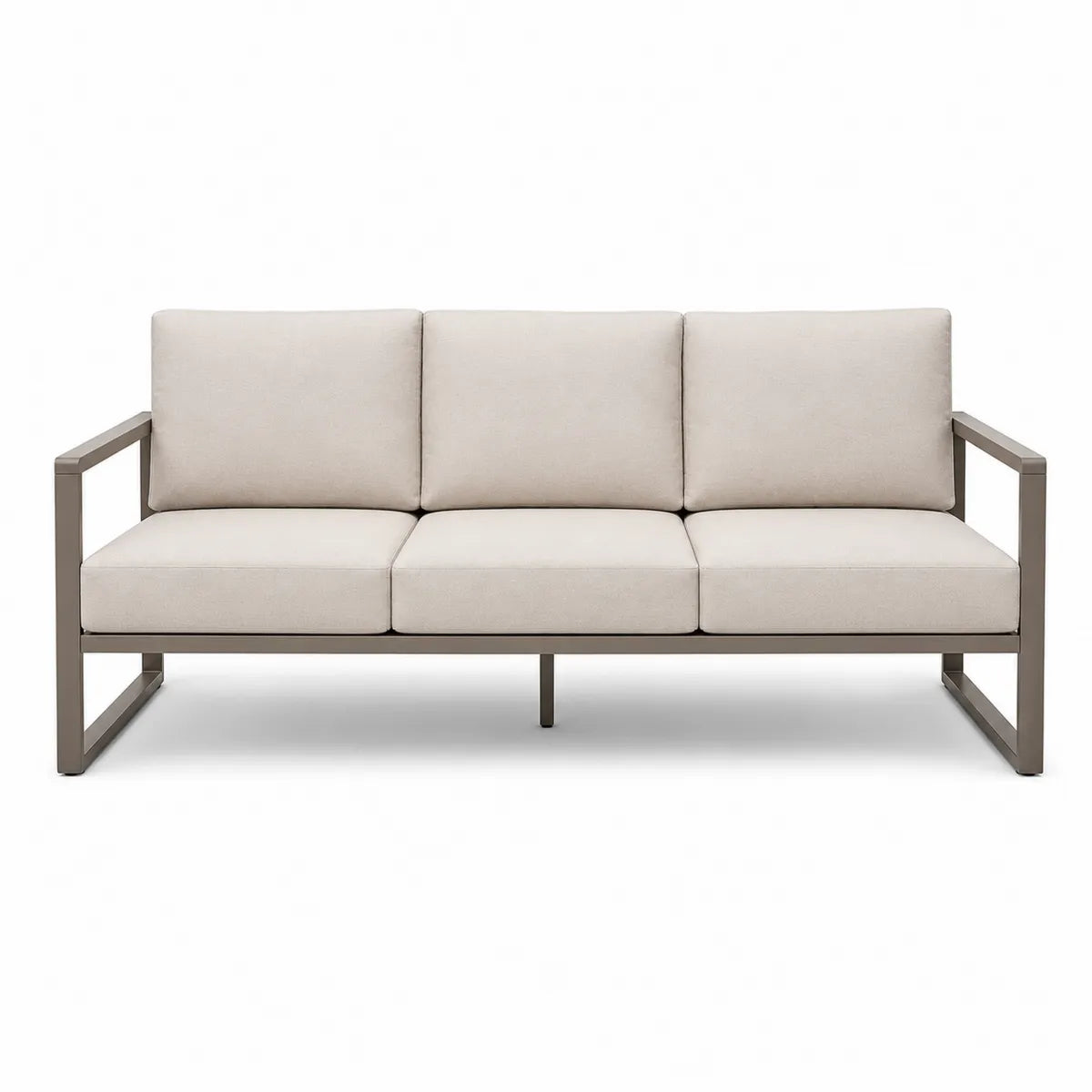 Sofa trzyosobowa aluminiowa z beżowymi poduszkami