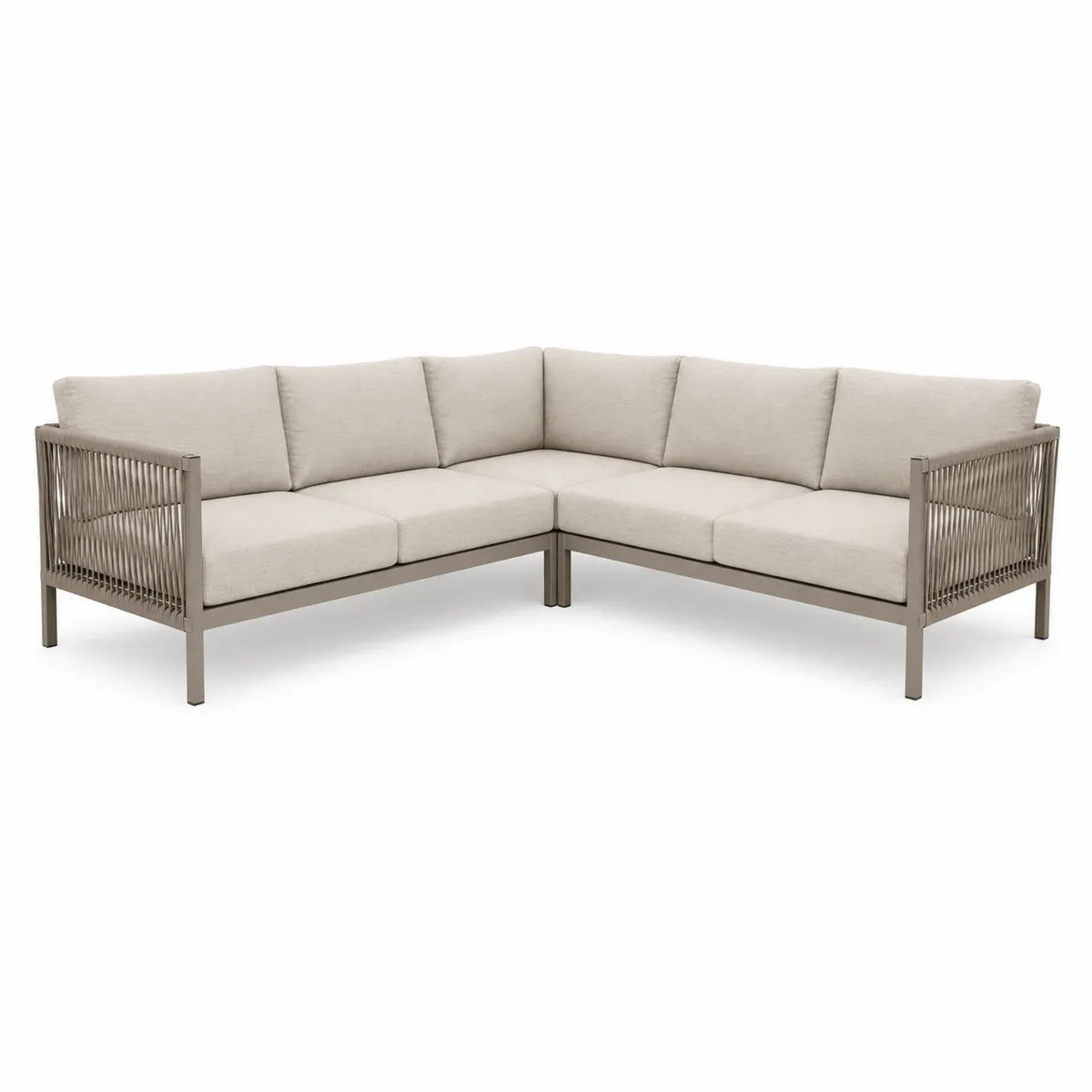 Narożna sofa ogrodowa aluminium tkanina beżowa 260x260x75 cm