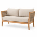 Sofa drewniana dwuosobowa beżowa