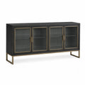 Szafka metalowa czarna z hartowanym szkłem 160x45x75 cm