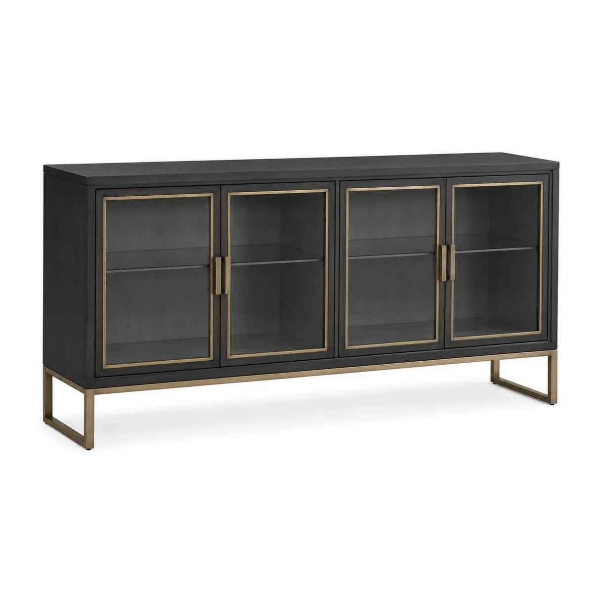 Szafka metalowa czarna z hartowanym szkłem 160x45x75 cm