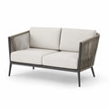 Sofa ogrodowa 2-osobowa kremowa aluminium poliester