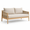 Dwuosobowa sofa ogrodowa z drewna tekowego, beżowa 130 cm