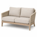 Sofa dwuosobowa ogrodowa beżowa drewno bukowe sznurek 140cm