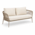 Beżowa sofa z liną i aluminiową ramą 180x85x75 cm