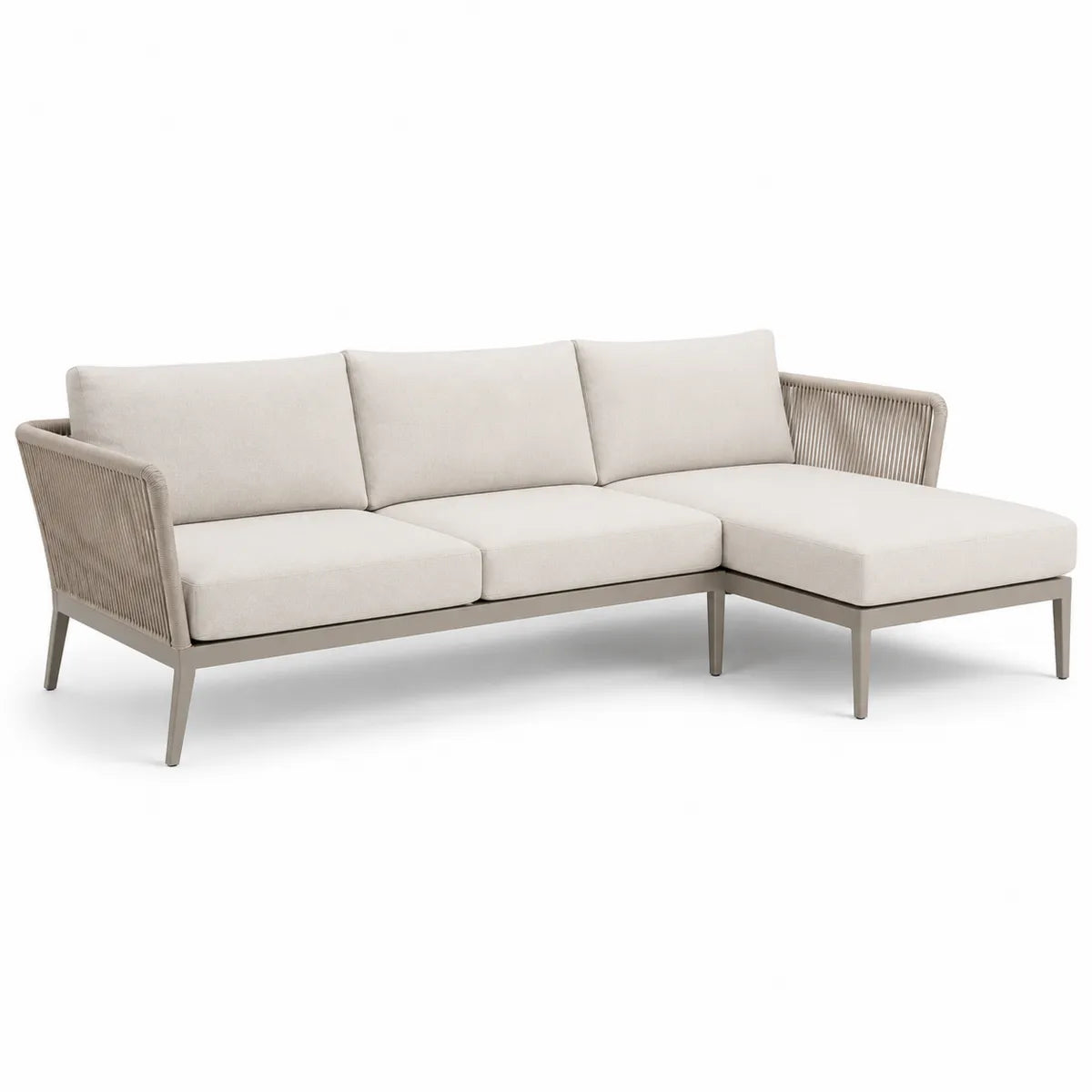 Sofa narożna ogrodowa aluminium tkanina olefinowa beżowa 215cm
