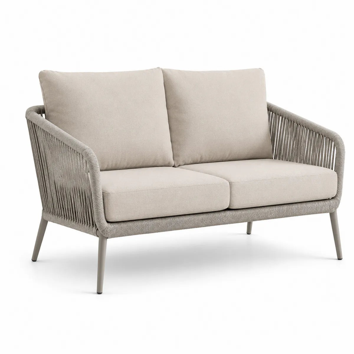 Dwumiejscowa sofa z aluminium i sznurka 140cm - beżowa