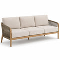 Drewniana sofa ogrodowa 3-osobowa z nylonowymi podłokietnikami, beżowa