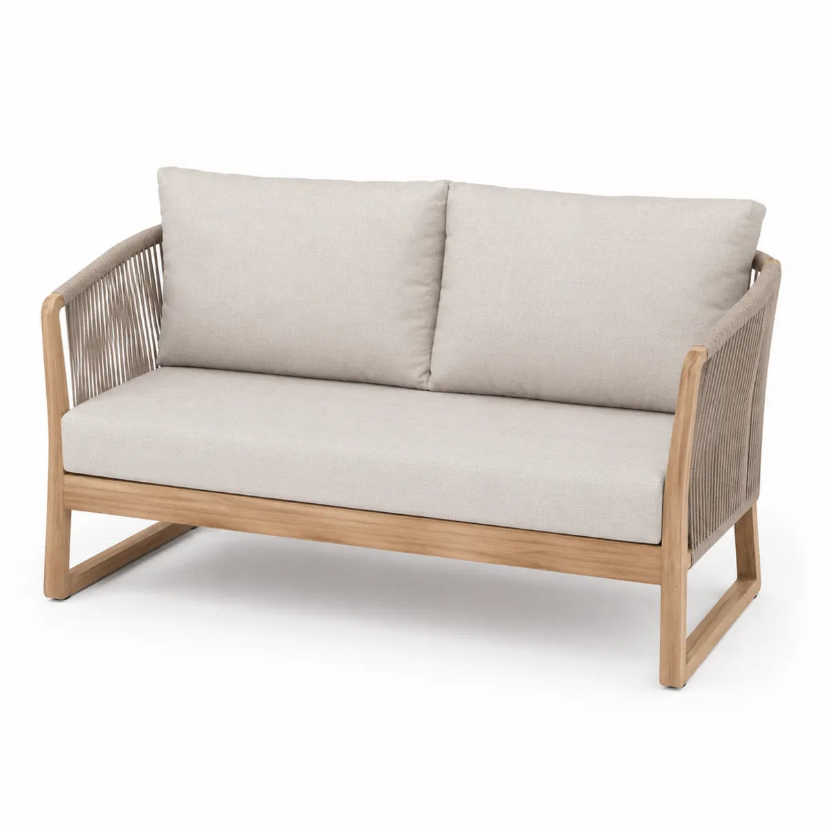 2-osobowa sofa ogrodowa z drewna teak i poliestru
