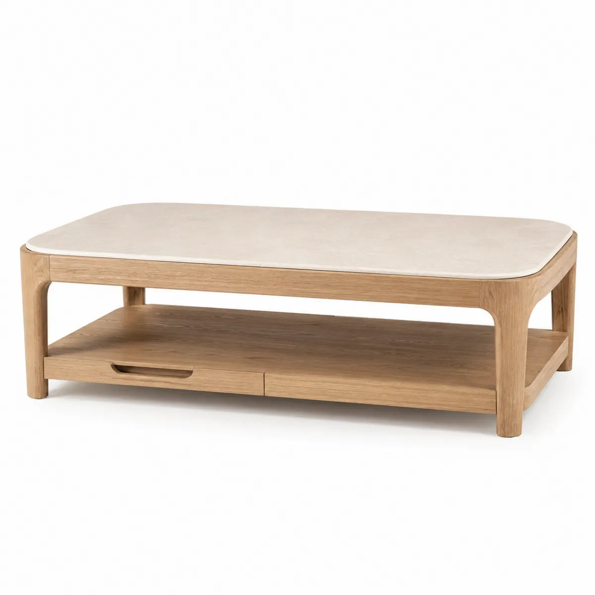 Stolik kawowy z drewna dębowego z ceramicznym blatem 120 cm