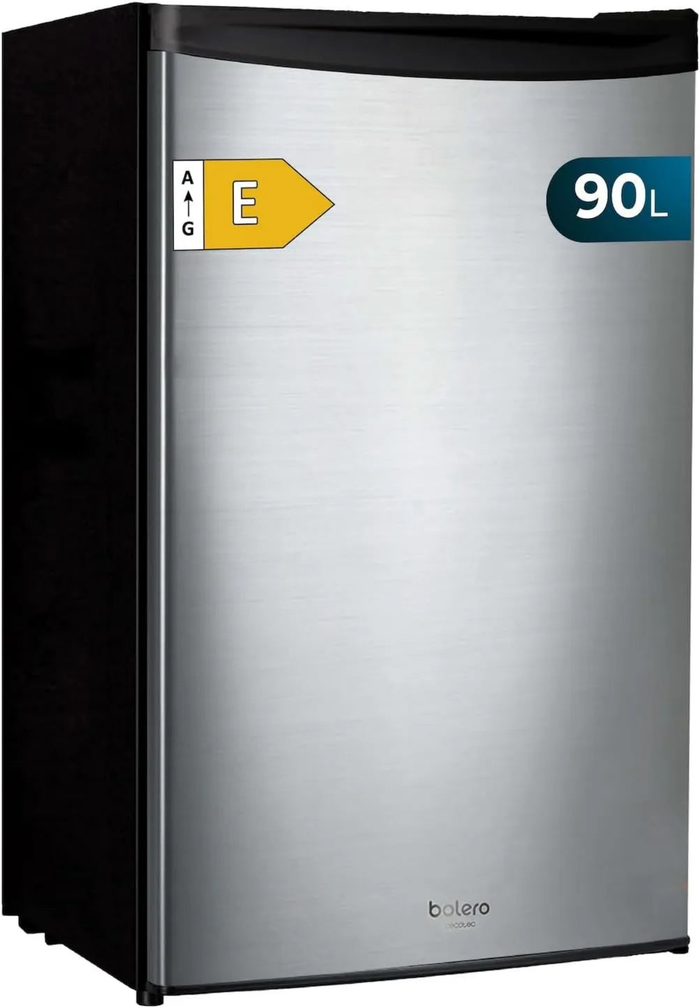 Cecotec minilodówka, Bolero CoolMarket TT Lodówka, 90 l, Klasa energetyczna E, Stal nierdzewna, 5 półek do optymalnego przechowywania, Mini lodówka