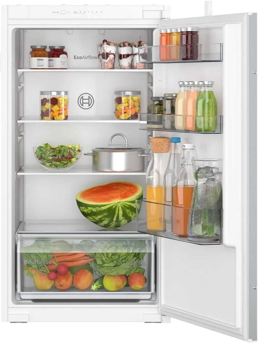 Bosch minilodówka, KIR31NSE0 Lodówka, 165 l, 102, 5 x 56 cm, klasa energetyczna E, do zabudowy, Seria 2, mała lodówka