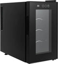 panfudongk chłodziarka do napojów, Winiarnia elektryczna, 23 l, 8 butelek, 8 do 18°C, 2 strefy temperaturowe, oświetlenie LED, czarny, wyświetlacz cyfrowy 8- 18°C, z regulacją