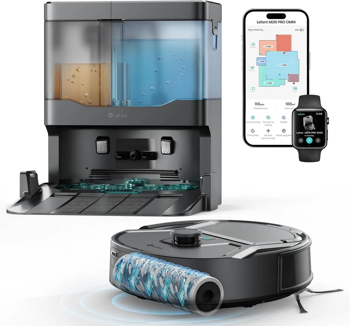 Lefant robot sprzątający, Lewant M210 Odkurzacz, 28 cm, WiFi, 20, 000Pa d- Aspiracja, 800 ml Pudełko z pyłem, 5 G WiFi / APP / Alexa