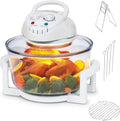 Generic frytkownica beztłuszczowa, 12 l, 1300 W, 130 do 230°C, licznik czasu, grill, para, 2 strefy temperatury, biały, Halogen Air frytkownica 12 l, Pieczenie i B biały
