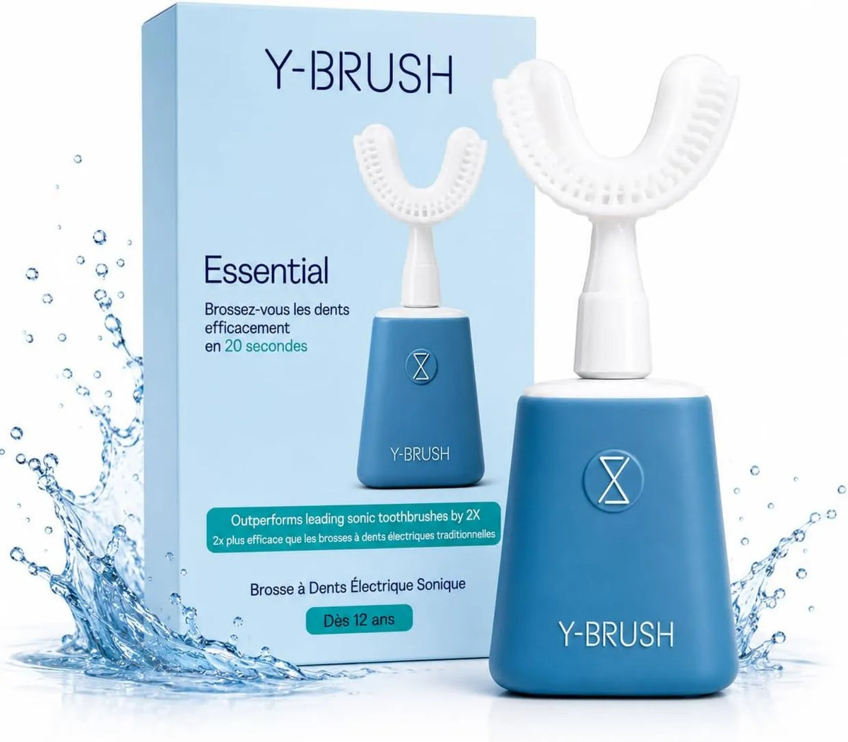 Y-Brush, Y-szczotka IPX7 12lat Szczotka, 2 tryby, czas pracy, Y- Szczoteczka do zębów 12ans