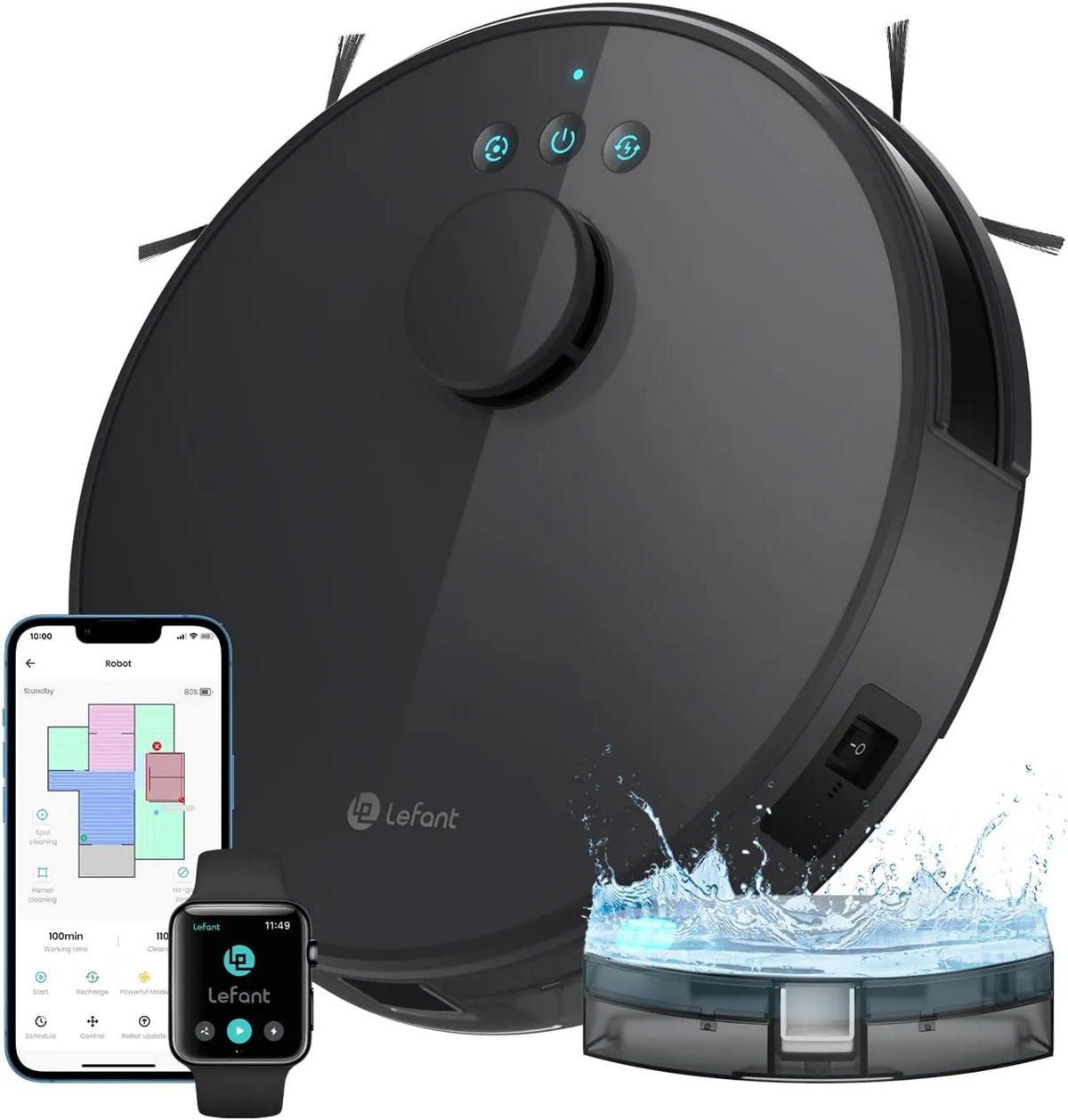 Lefant robot sprzątający, Lewant Robot odkurzacz, Wi-Fi, Super Odkurzacz 5500Pa, Robot Odkurzacz podłączony przez Alexa / APP / WiFi, LDS Nawigacja
