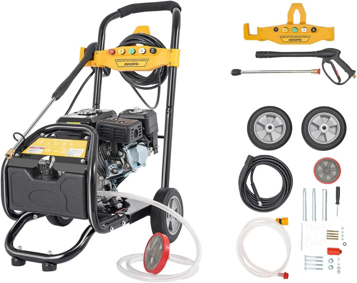 EGBNSY, Pralka parowa, przenośna, 7, 5 HP Wysokie ciśnienie myjka Benzyna Wyposażony w 5 dysz, Wysokie ciśnienie czyszczarka 200 Bar, 8 m rury