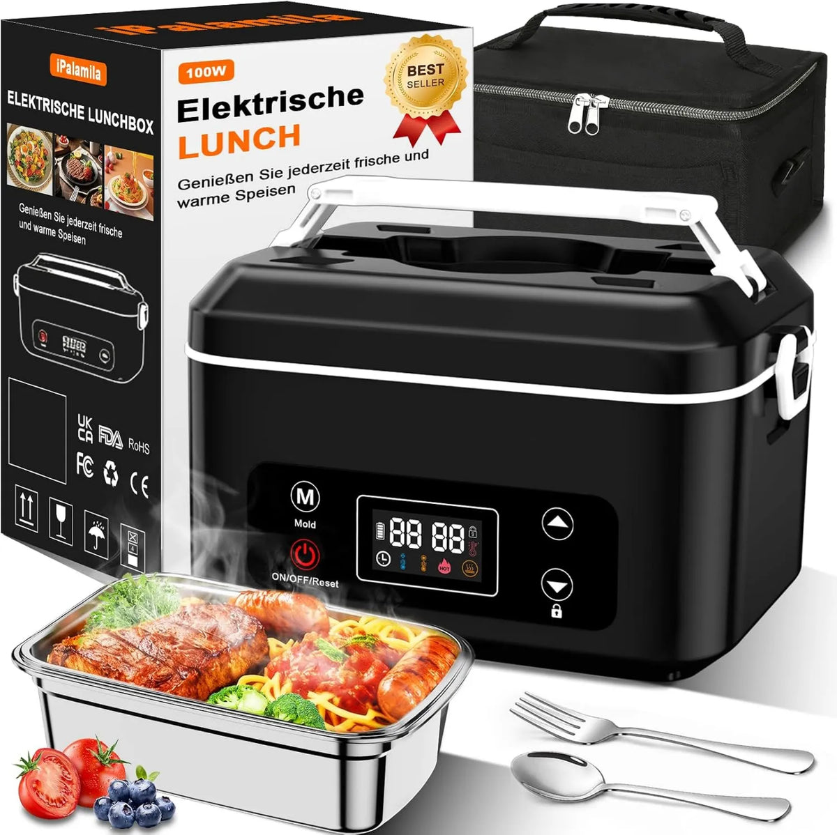 iPalamila, Elektryczny grzejnik, 1, 3 l, efekt 3D, 2 strefy temperatur, 24000 mAh