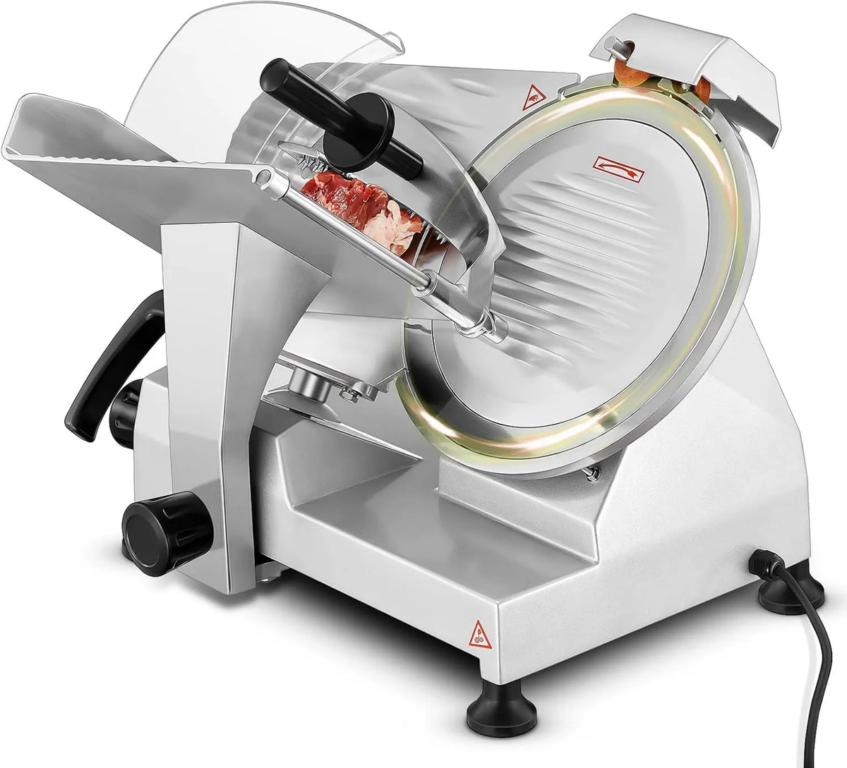 FOHERE krajalnica, 240 W Commercial elektryczny Meat Slicer Jam Slicer Blade 254 mm 350- 400 obr. / min Charcuterie Slicer ze stali nierdzewnej Blade
