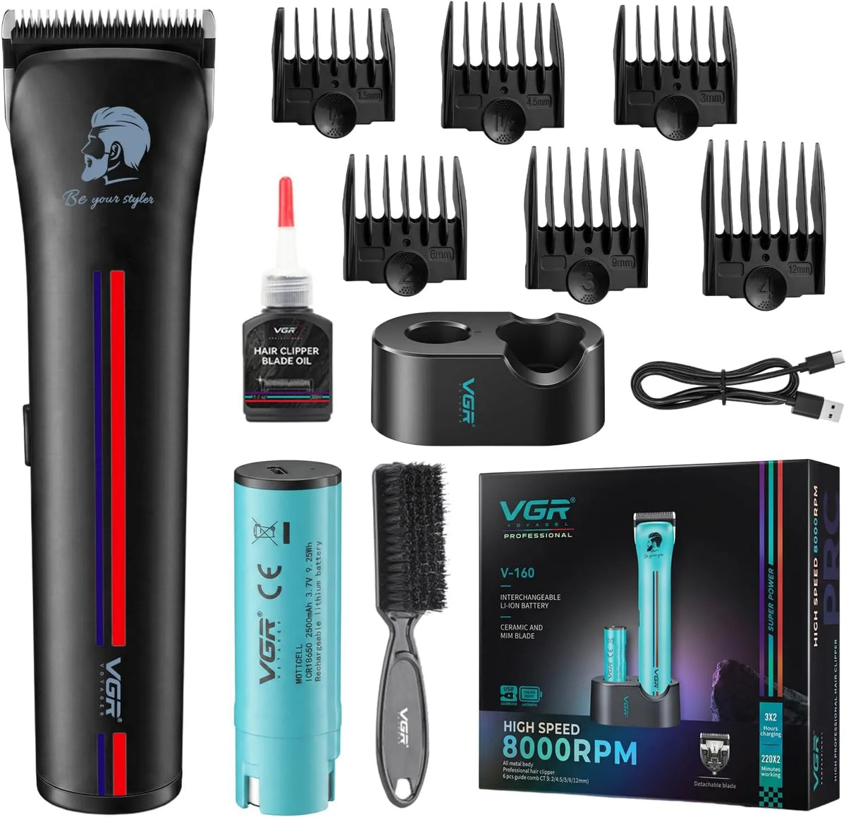 VGR maszynka do strzyżenia, 160 Bateria, 160 Kosiarki Hair Men profesjonalny Z Bateria zamiennej