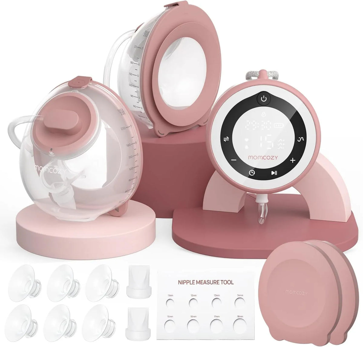 momcozy, Pompa do mleka 300mmHg, pompa do karmienia piersią, tłumik, kolektory miarowe 230 mL, elektryczne głośniki głośne, 3 rytmy × 15 poziomów
