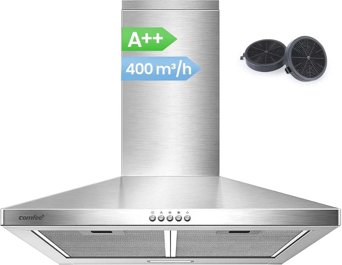 Comfee okap kuchenny, Okap próżniowy, 60 cm, 400 m3 / h, kompozycja CH60A17EM400SS, montaż ścienny, 5-warstwa filtra smarowego m3/h