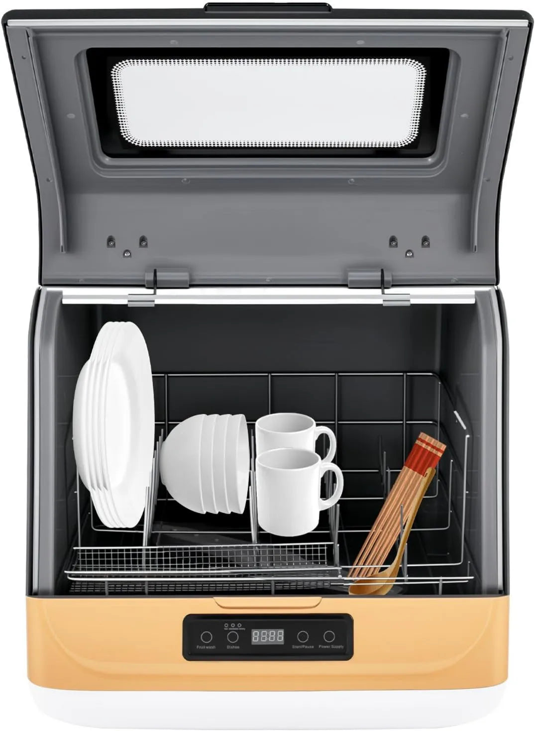 Kozivmo zmywarka kompaktowa, Zmywarka, 800 W, 3 programów, dotyk, 12 do 20 części, suszenie w temperaturze szczątkowej + schnięcie chłodzone powietrzem dla 4 do 6 zestawów