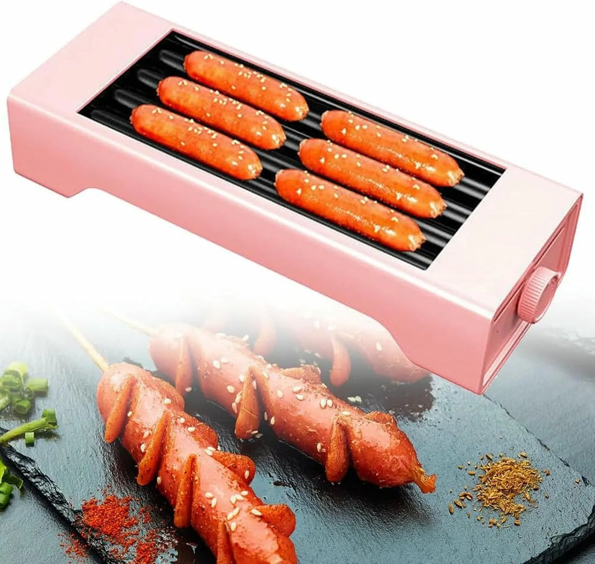 SaryEdge, Czteropręty Hot Dogs Maszyna, Grill, Stal nierdzewna, Funkcja grzewcza, do śniadaniowych Kiełbasy 4rods