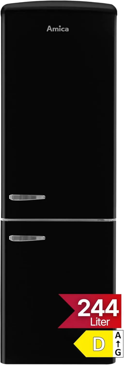 Amica minilodówka, zamrażarka, 244 l, 181 x 55 x 61, 5 cm, samodzielne oświetlenie LED, grill, czarny