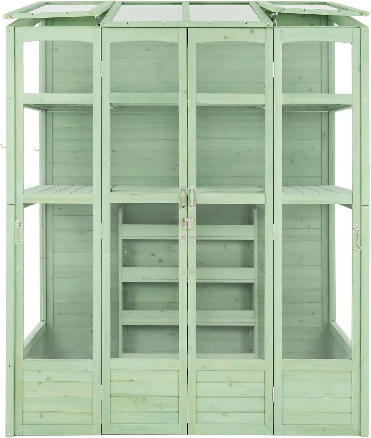 Wentylator, 61 cm, 152 x 61 cm, 5 x 2, regulacja ustawień, praca automatyczna, Szklarnia ogrodowa 152 x 61 cm, z zielonego drewna wiktoriańskiego