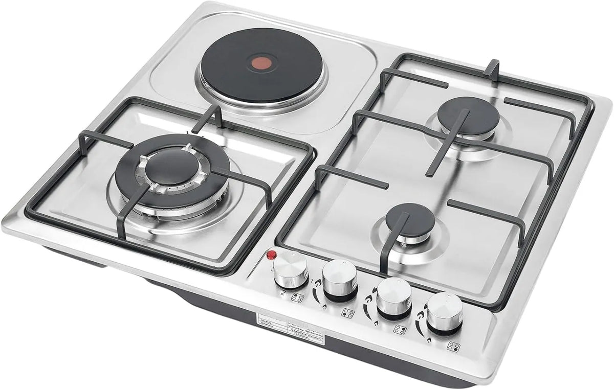 Płyta gazowa, 3,3 kW, 1,5 kW, stal nierdzewna, kuchenka gazowa, 4-palnikowa kuchenka gazowa, 3 gazy + 1 elektryczna