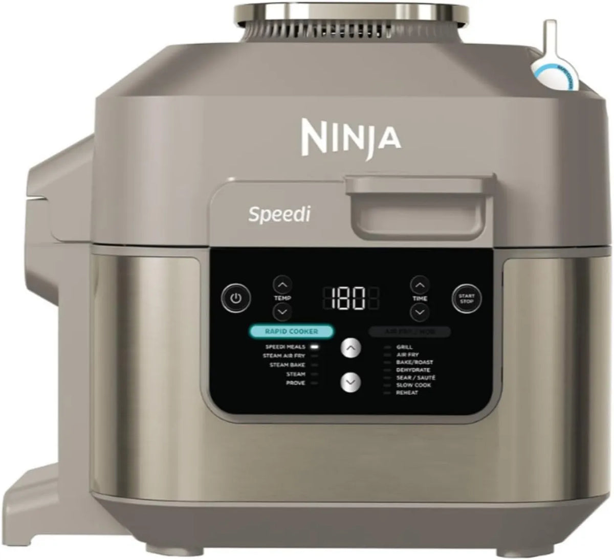 Ninja ON500EUSTGD frytkownica beztłuszczowa, 5,7 l, funkcja grilla, funkcja pary, Speedi 10 w 1, posiłki dla 4 osób w 15 minut, zzłoty odcień kamienia