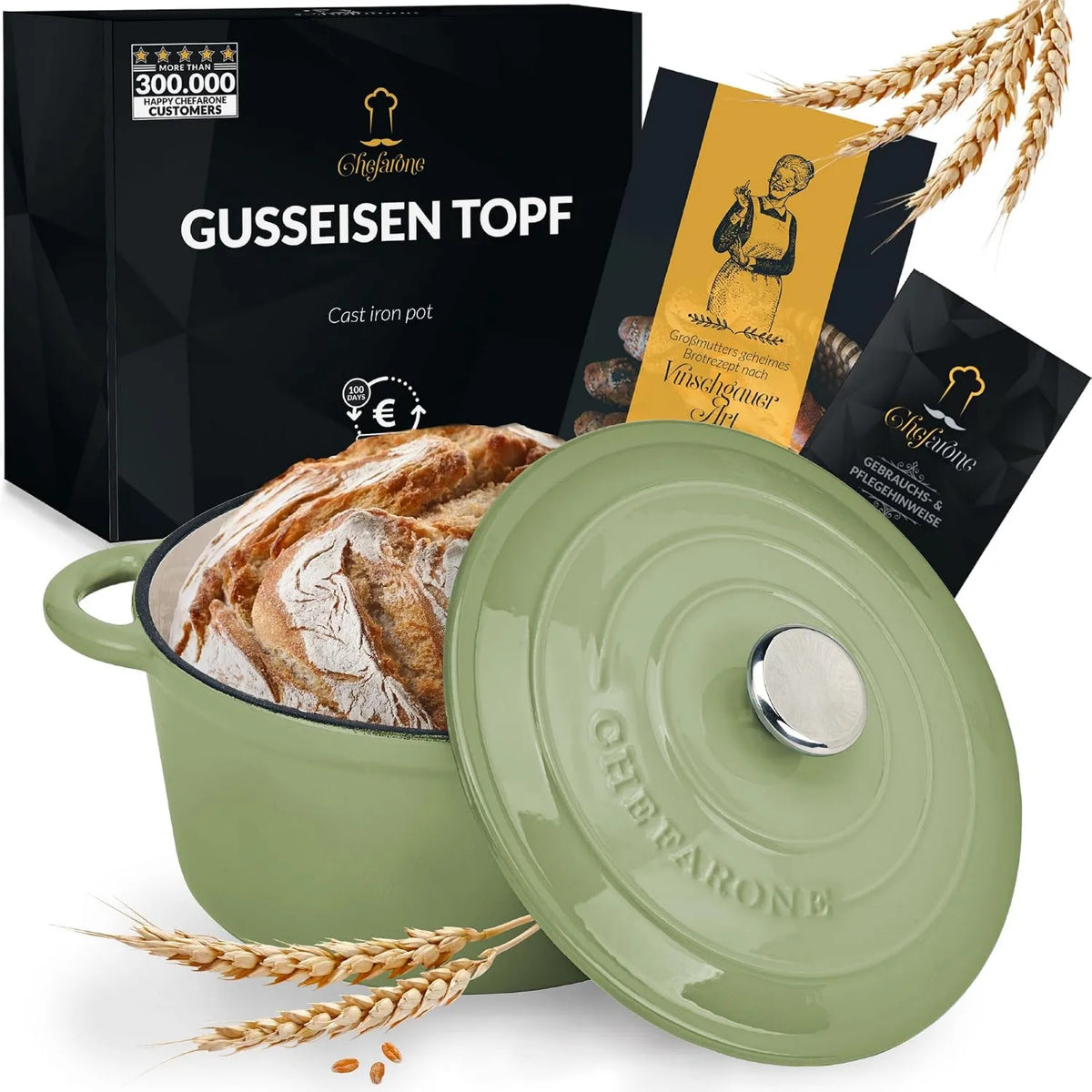 Chefarone, Piec elektryczny, 24 cm, 3, 5 l, żeliwo, kompatybilny z indukcją, Cocotte w emaliowanej Czcionka 24 cm, Czcionka