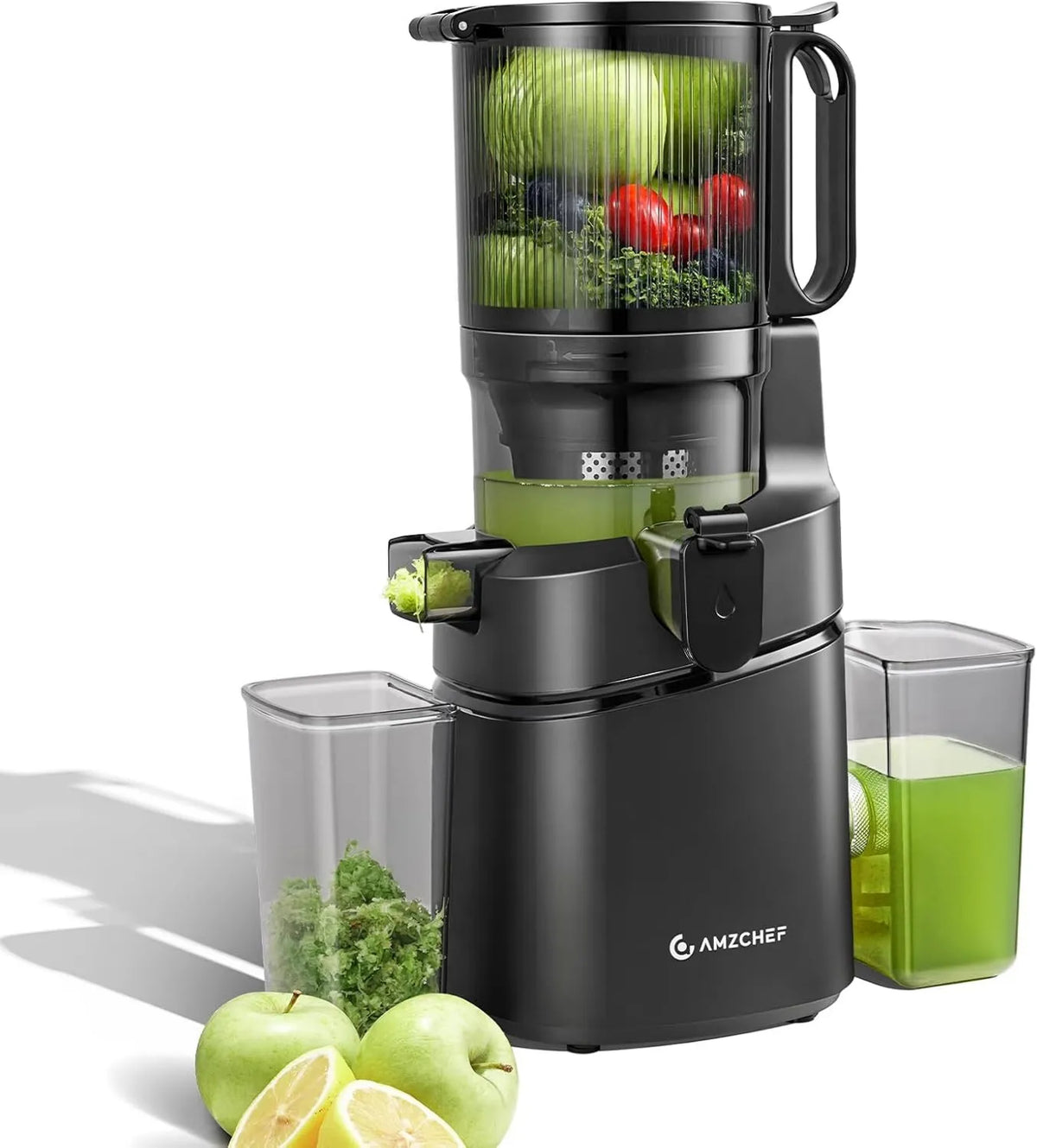 Wyciskarka do soku, 250 W, 1,8 l, 135 mm, praca automatyczna, AMZCHEF 250 W automatyczna sokowirówka All-In-One, zwycięzca testu z potrójnym filtrem
